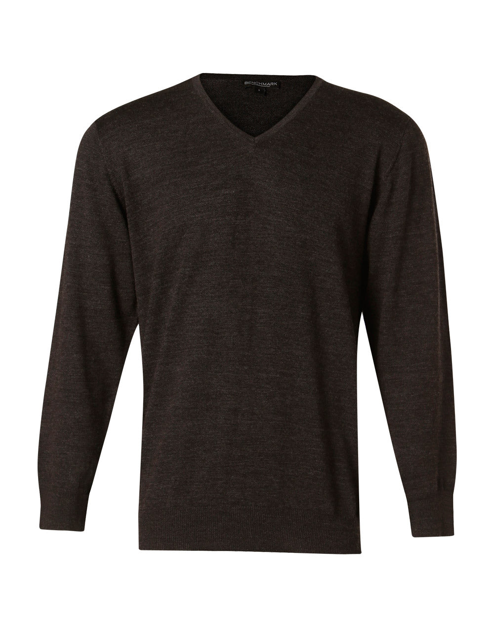 BENCHMARK Men's 100% Merino Wool Viscose Neck L/S Sweater - M9502