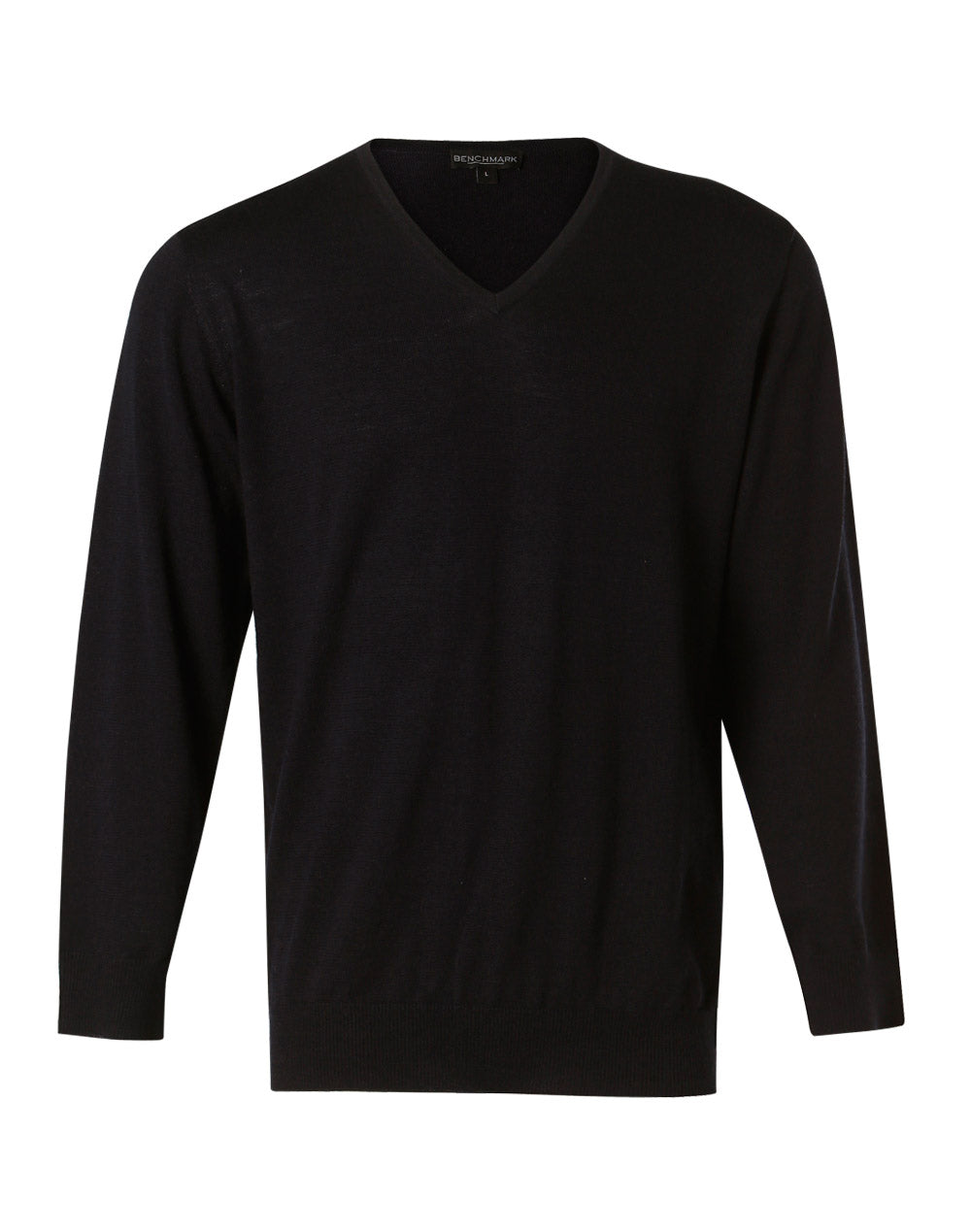 BENCHMARK Men's 100% Merino Wool Viscose Neck L/S Sweater - M9502