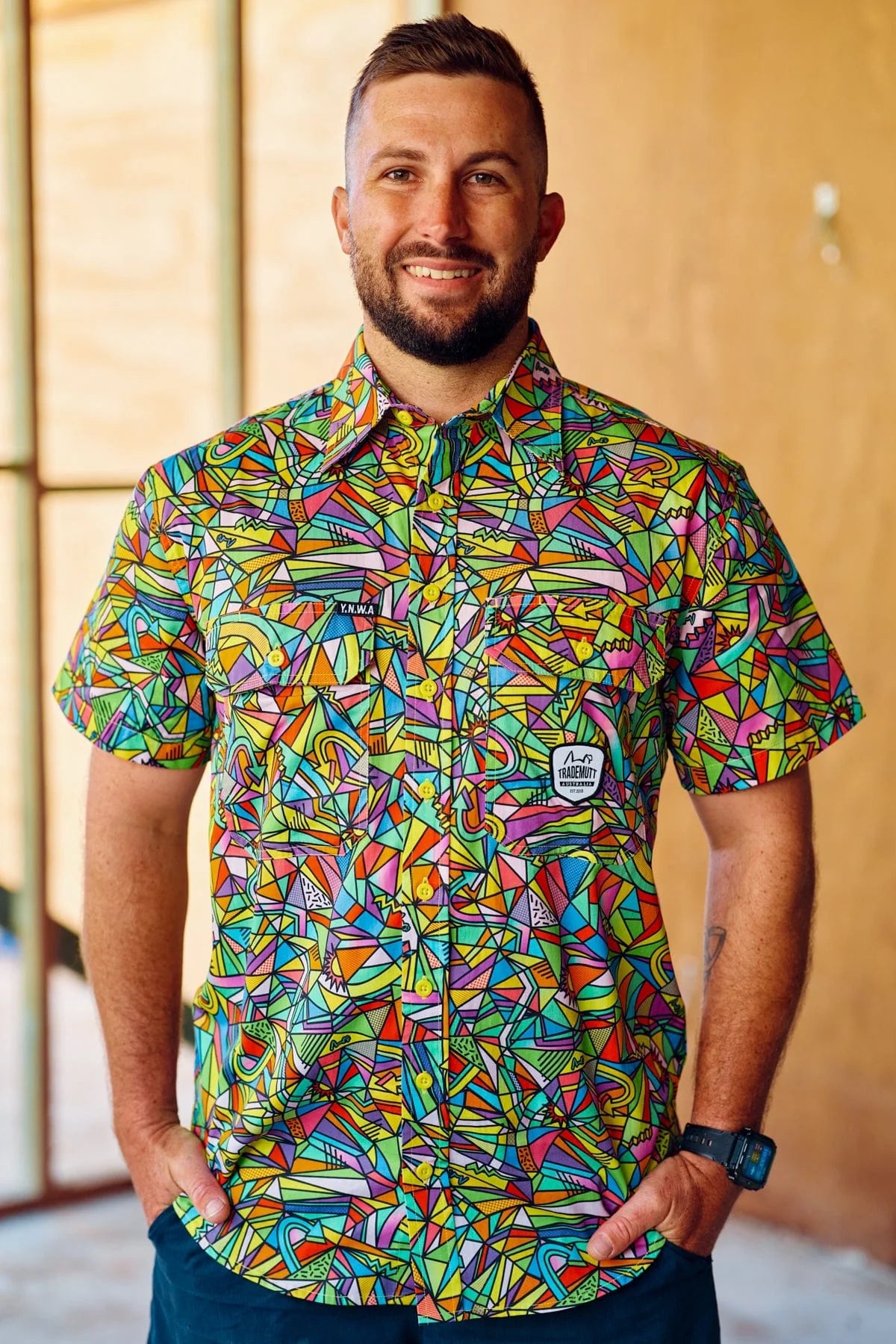 TradeMutt Men's Bonza Short Sleeve Full Print  Workshirt - 21501