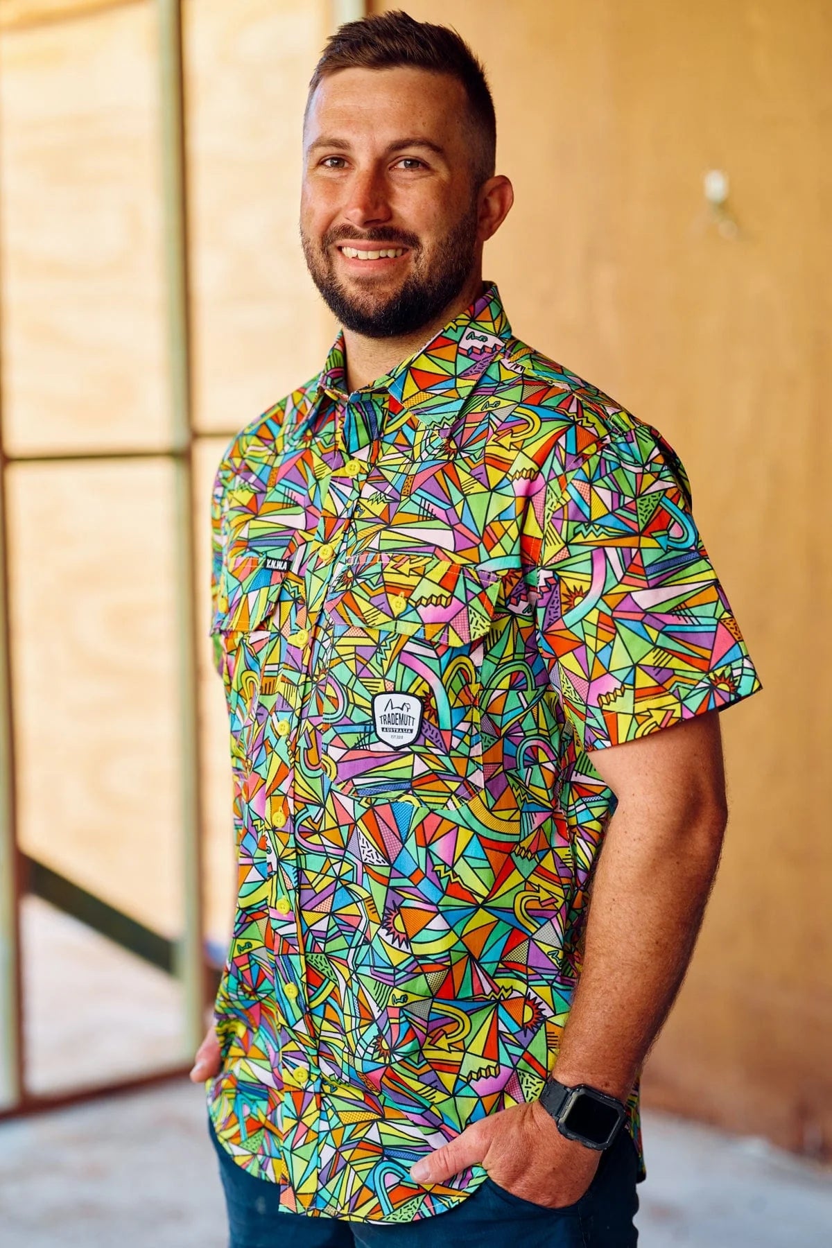 TradeMutt Men's Bonza Short Sleeve Full Print  Workshirt - 21501