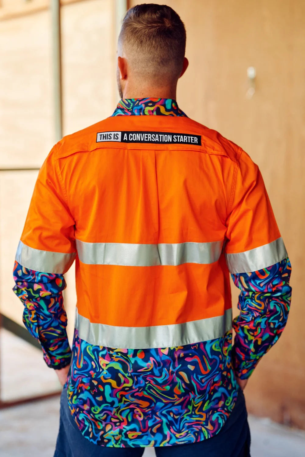 TradeMutt Men's Pearler Orange Day/Night Hi Vis Full Button Workshirt - 21542
