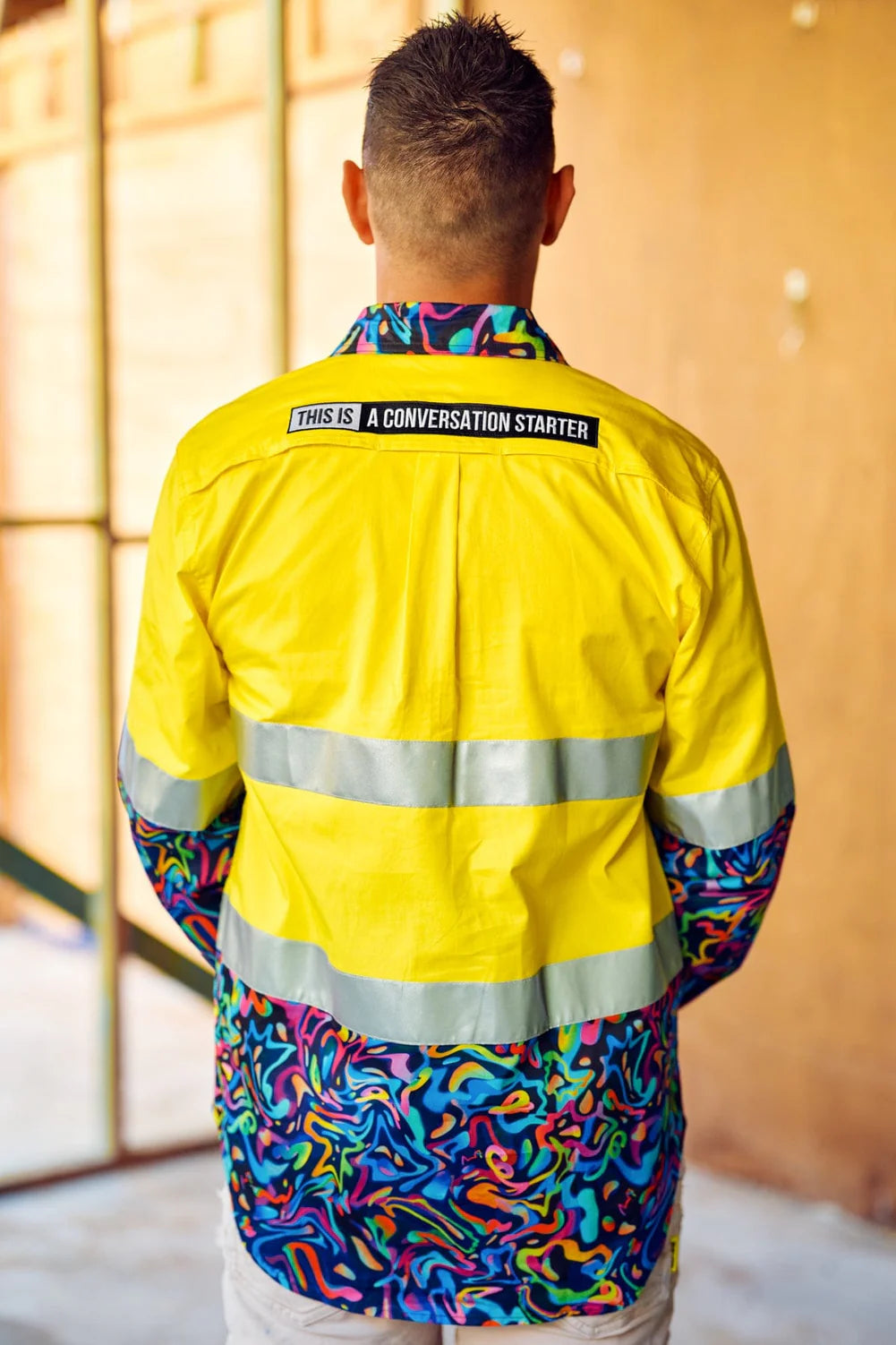 TradeMutt Men's Pearler Yellow Day/Night Hi Vis Full Button Workshirt - 21543
