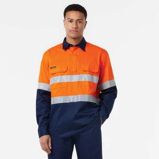 King Gee BASIC VENTED SPLICED DRILL SHIRT WITH TAPE 145GSM