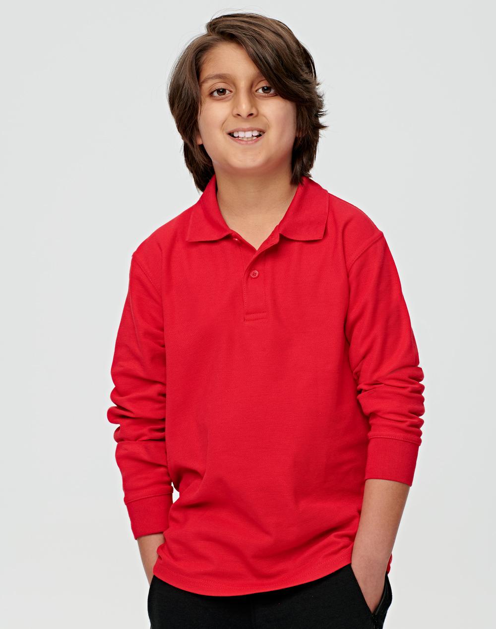 WINNING SPIRIT Kids' 240gsm Poly/Cotton Pique L/S Polo - PS12K