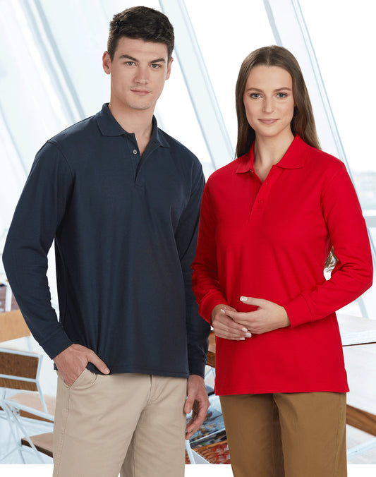 WINNING SPIRIT Adults' 240gsm Poly/Cotton Pique L/S Polo - PS12