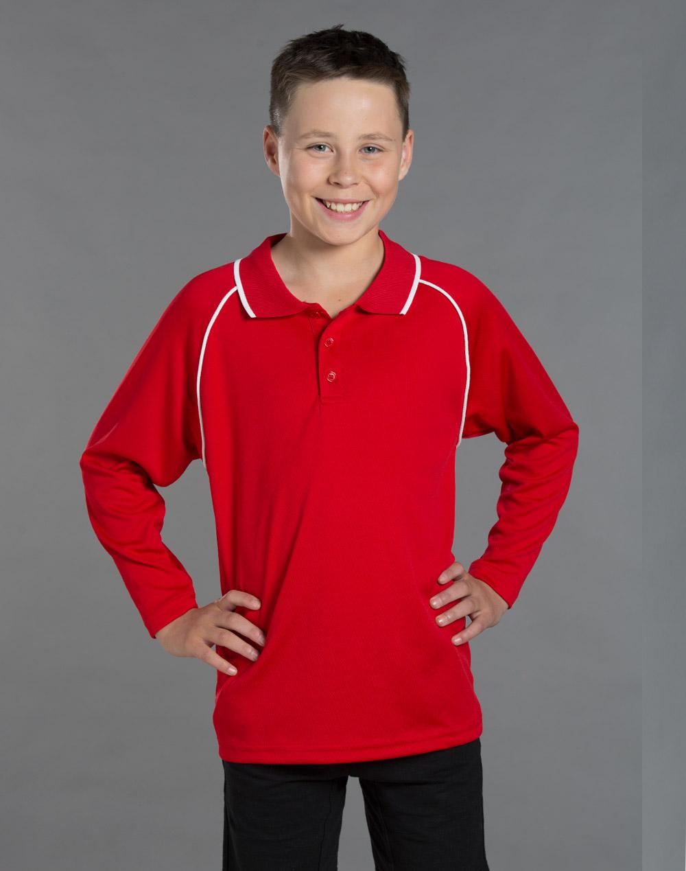 WINNING SPIRIT Kid's cooldry raglan L/S polo - PS43K