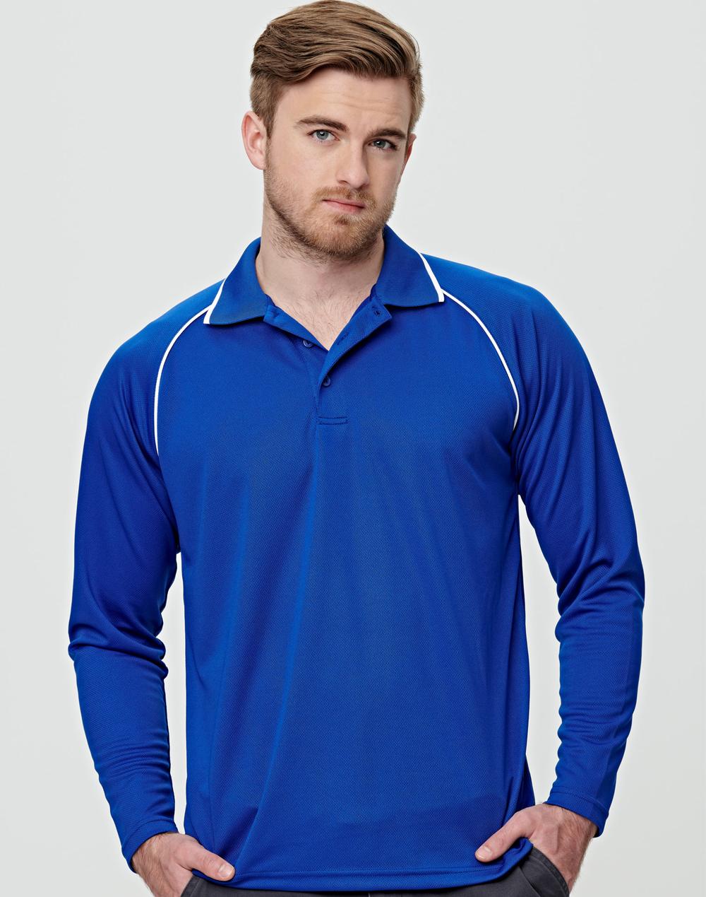 WINNING SPIRIT Men's cooldry raglan L/S polo - PS43