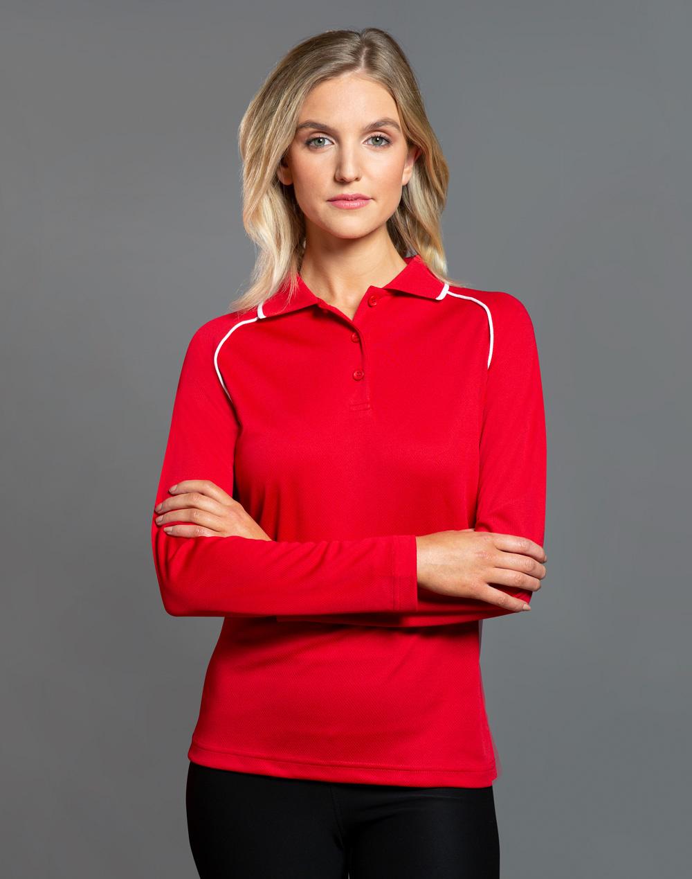 WINNING SPIRIT Ladies' cooldry raglan L/S polo - PS44