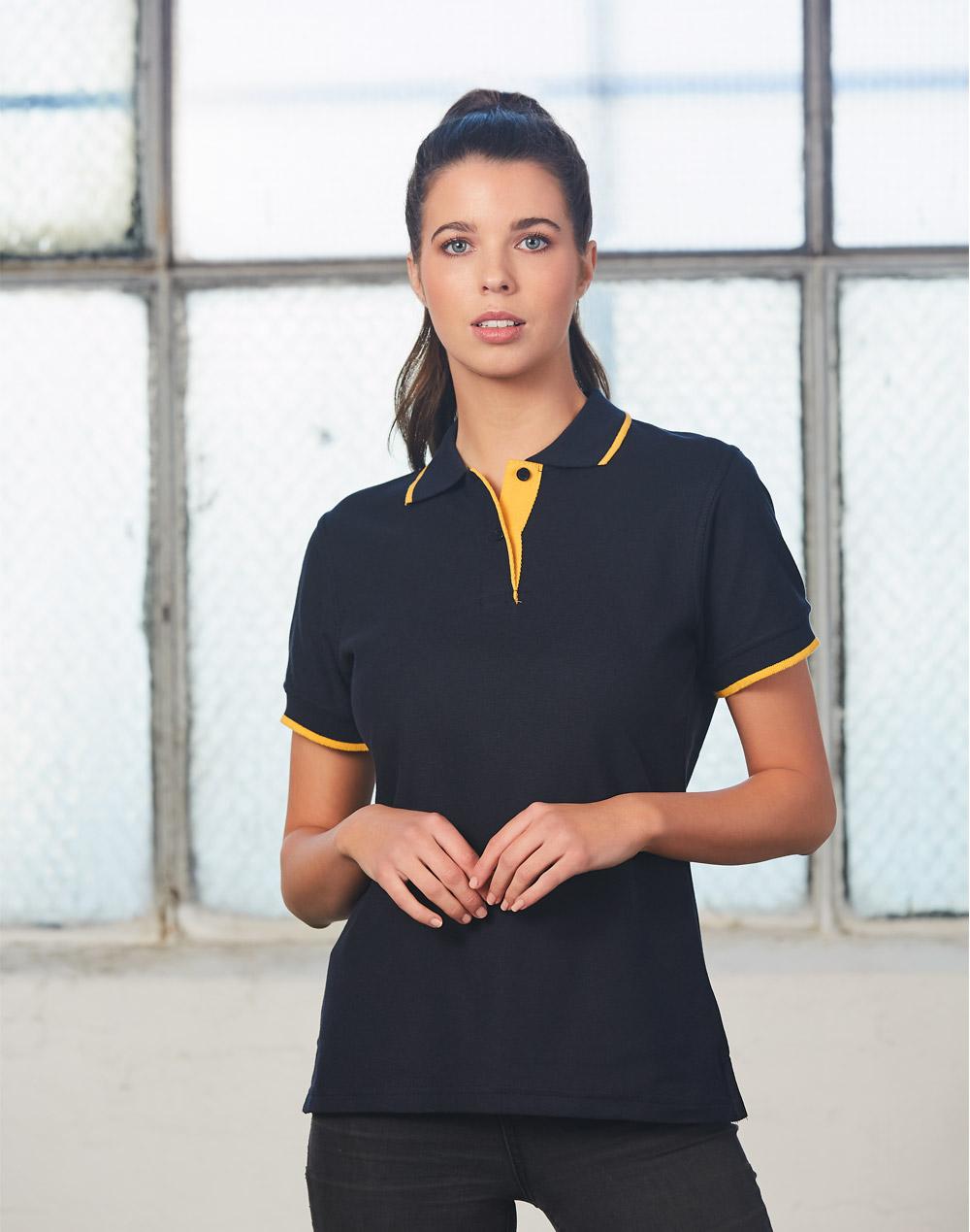 WINNING SPIRIT Ladies' Poly/Cotton Contrast Pique S/S Polo - PS48A