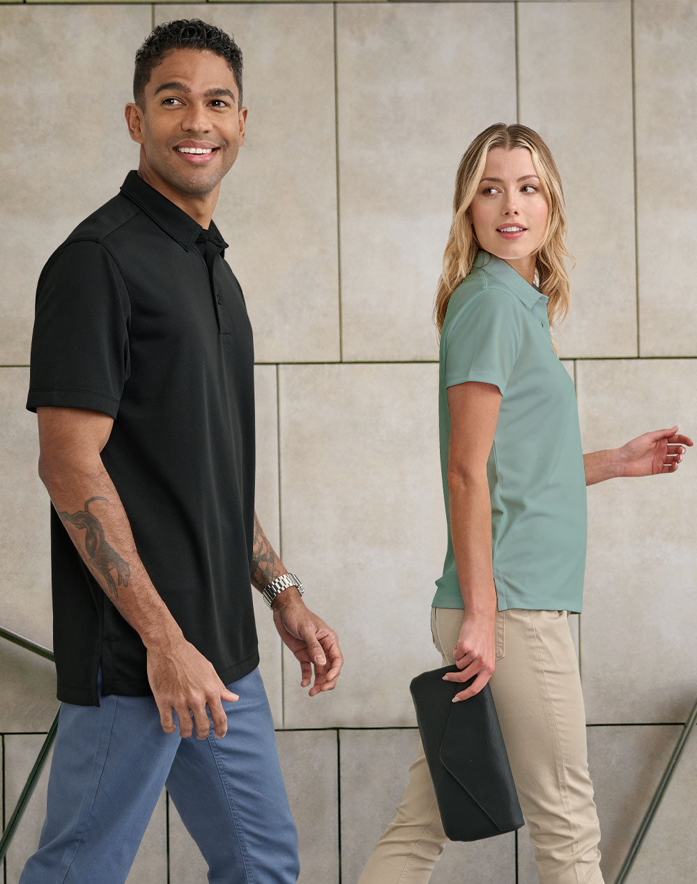 WINNING SPIRIT Men's Sustainable Jacquard Knit S/S Polo - PS95