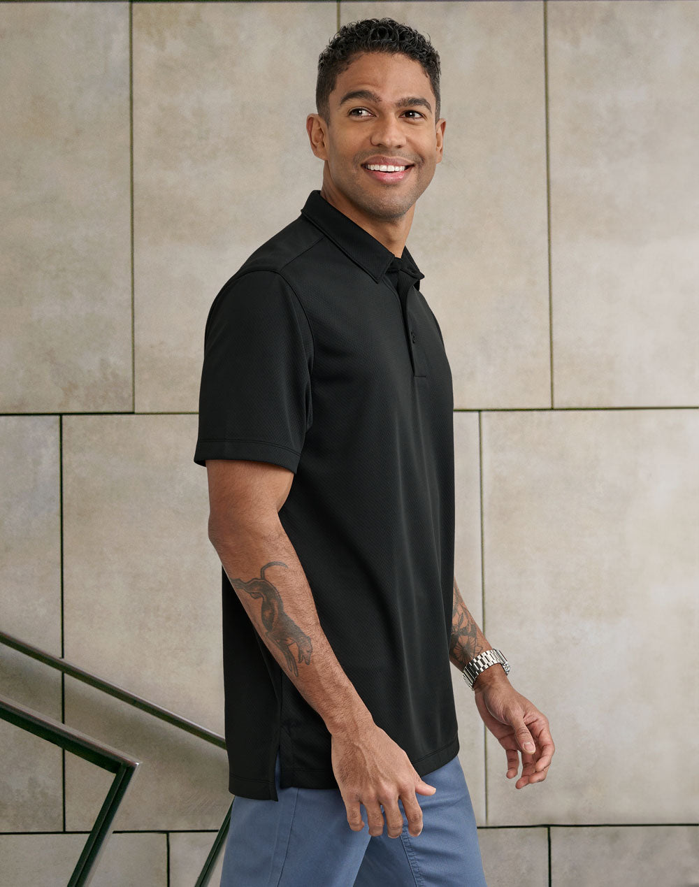 WINNING SPIRIT Men's Sustainable Jacquard Knit S/S Polo - PS95
