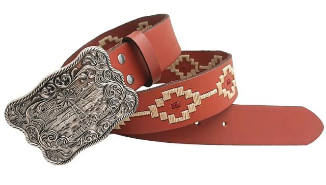 Ritemate Pilbara Western Oval Buckle Navajo Leather Belt