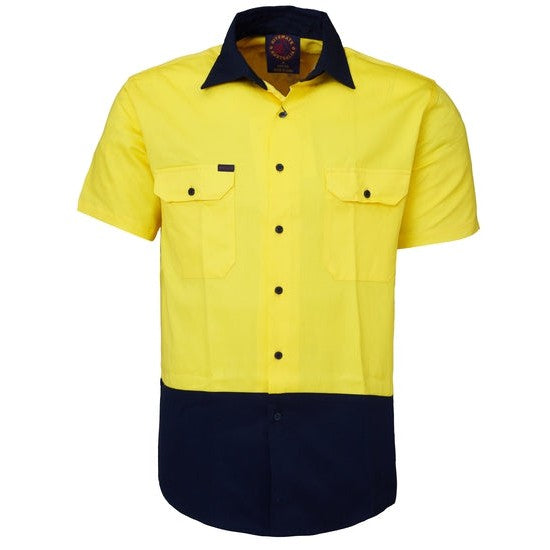 Ritemate 2 Tone Open Front Short Sleeve Shirt - RM1050S-Queensland Workwear Supplies