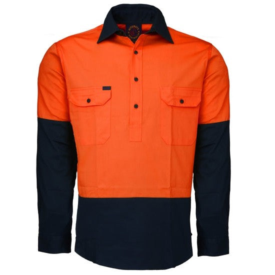 Ritemate Closed Front Long Sleeved 2 Tone Shirt - RM105CF-Queensland Workwear Supplies