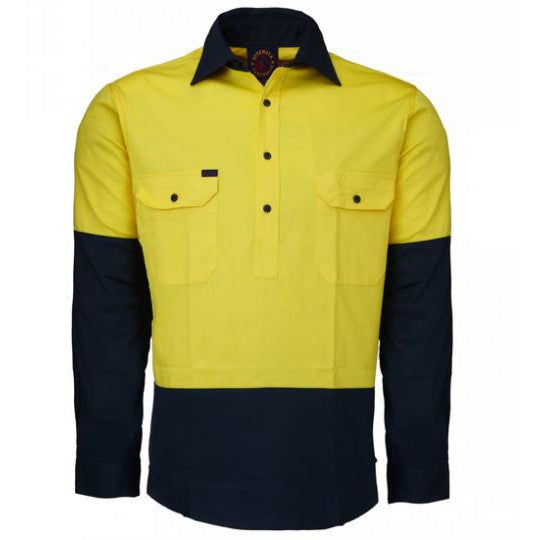 Ritemate Closed Front Long Sleeved 2 Tone Shirt - RM105CF-Queensland Workwear Supplies