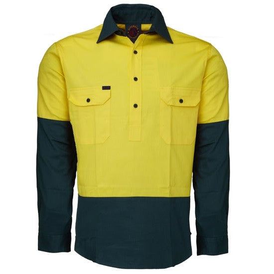 Ritemate Closed Front Long Sleeved 2 Tone Shirt - RM105CF-Queensland Workwear Supplies