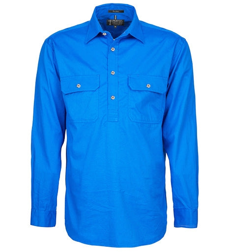 Ritemate Men's Pilbara Heavy Weight Closed Front Long Sleeved Shirt - RM800CF-Queensland Workwear Supplies