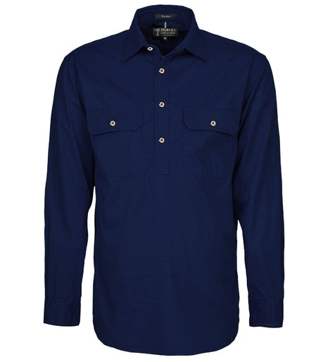 Ritemate Men's Pilbara Heavy Weight Closed Front Long Sleeved Shirt - RM800CF-Queensland Workwear Supplies