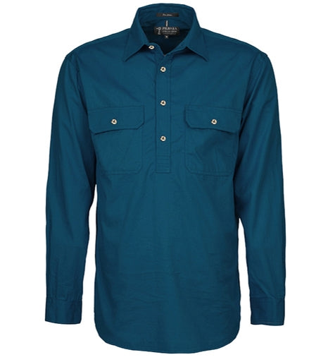 Ritemate Men's Pilbara Heavy Weight Closed Front Long Sleeved Shirt - RM800CF-Queensland Workwear Supplies