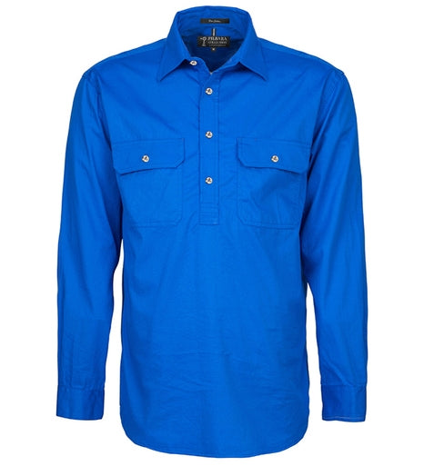 Ritemate Men's Pilbara Heavy Weight Closed Front Long Sleeved Shirt - RM800CF-Queensland Workwear Supplies