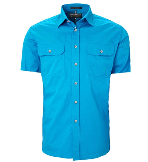 Ritemate Men's Pilbara Open Front Short Sleeved Shirt - RM500BTS-Queensland Workwear Supplies