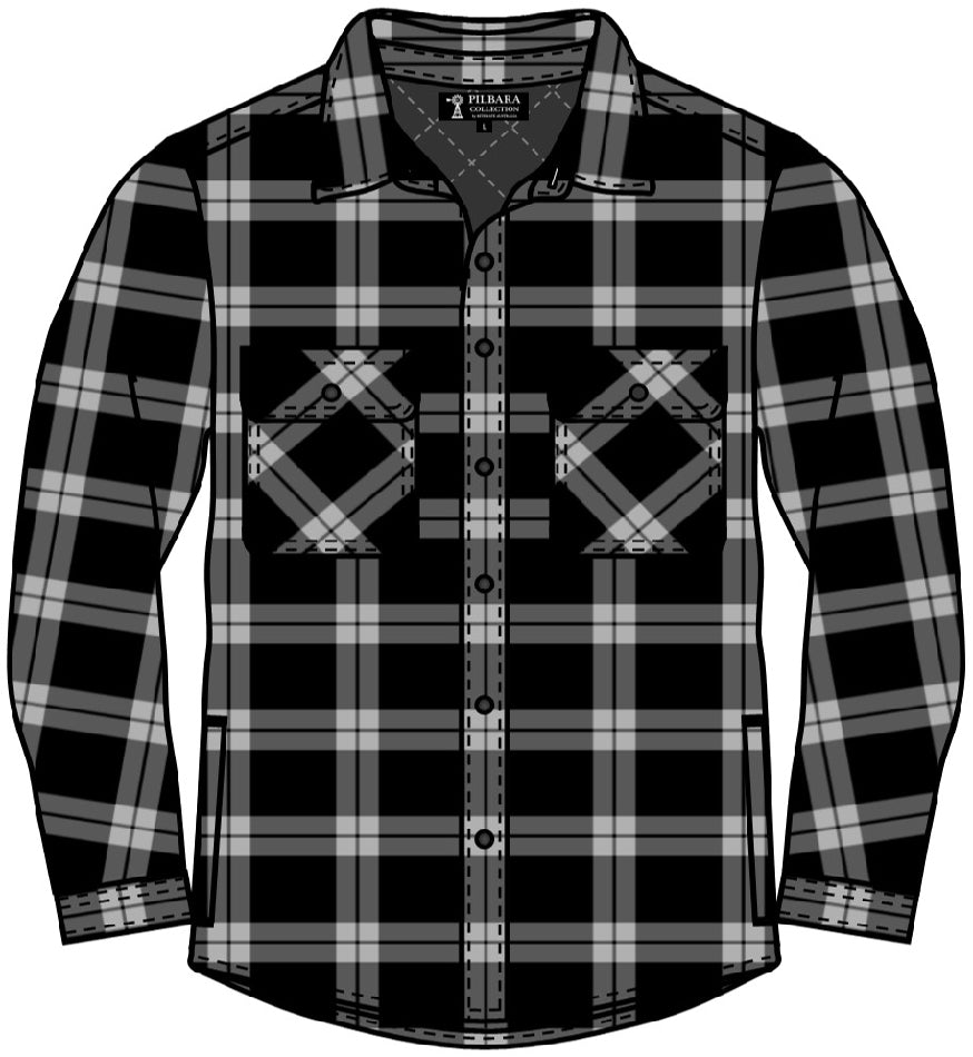 Ritemate Open Front Quilted Mens Shirt - RM123SQS-Queensland Workwear Supplies