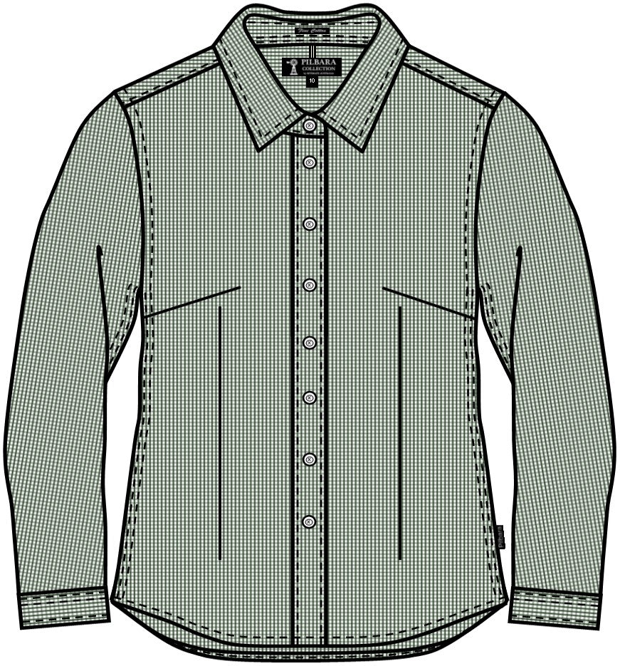 Ritemate Pilbara Ladies Yarn Dyed, Check, Long Sleeve Shirt - RMPC069-Queensland Workwear Supplies