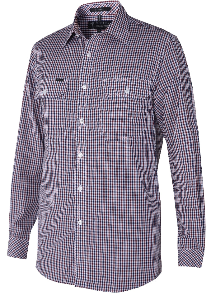 Ritemate Pilbara Mens Yarn Dyed, Check, Dual Pocket, Long Sleeve Shirt - RMPC060-Queensland Workwear Supplies