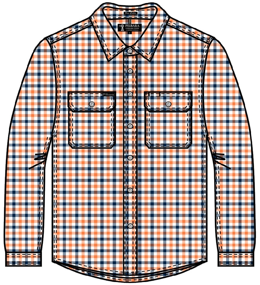 Ritemate Pilbara Mens Yarn Dyed, Check, Dual Pocket, Long Sleeve Shirt - RMPC060-Queensland Workwear Supplies