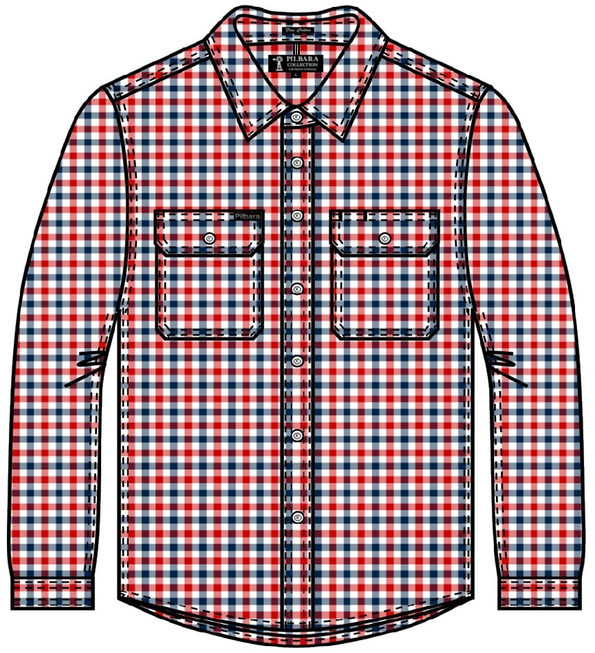 Ritemate Pilbara Mens Yarn Dyed, Check, Dual Pocket, Long Sleeve Shirt - RMPC060-Queensland Workwear Supplies