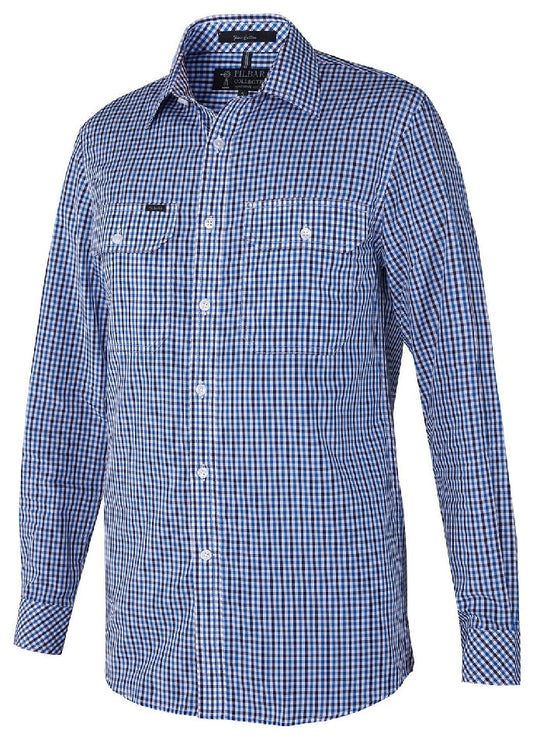 Ritemate Pilbara Mens Yarn Dyed, Check, Dual Pocket, Long Sleeve Shirt - RMPC060-Queensland Workwear Supplies