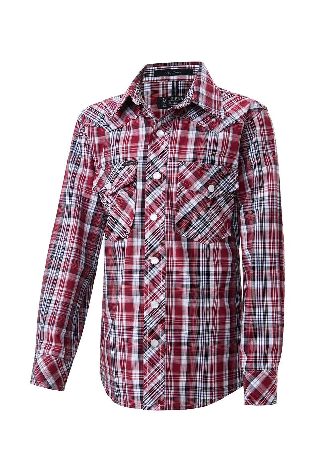 Ritemate Pilbara Western Children's Snap Button Long Sleeve Shirt - RMPW010-Queensland Workwear Supplies