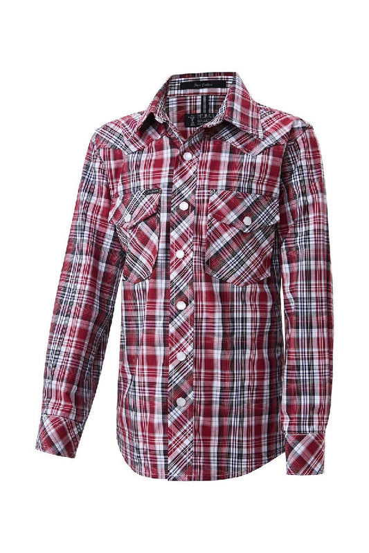 Ritemate Pilbara Western Children's Snap Button Long Sleeve Shirt - RMPW010-Queensland Workwear Supplies