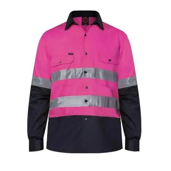 2 Tone Open Front Shirt L/S 50MM Reflective Tape