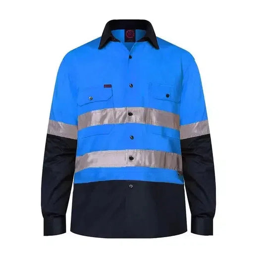 2 Tone Open Front Shirt L/S 50MM Reflective Tape