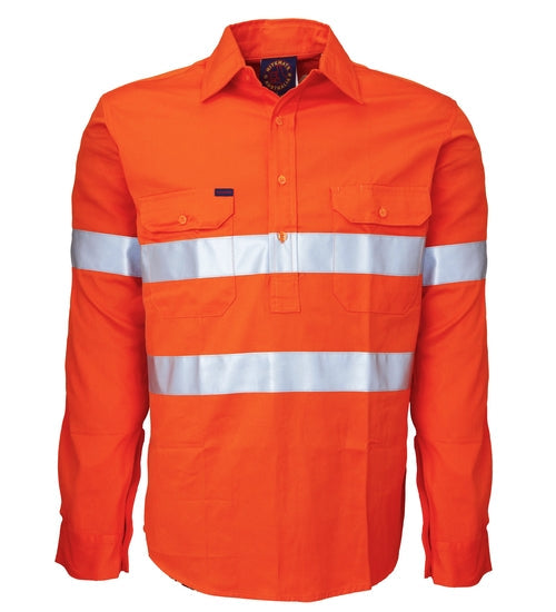 Ritemate Vented Closed Front Lightweight 50MM Reflective Tape Shirts - RM108VCFR-Queensland Workwear Supplies