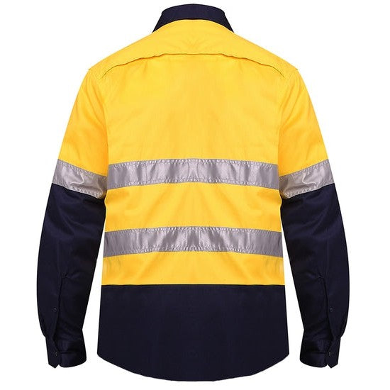 Ritemate Vented Open Front Light Weight, Long Sleeve 3M Tape Shirt - RM107V2R-Queensland Workwear Supplies