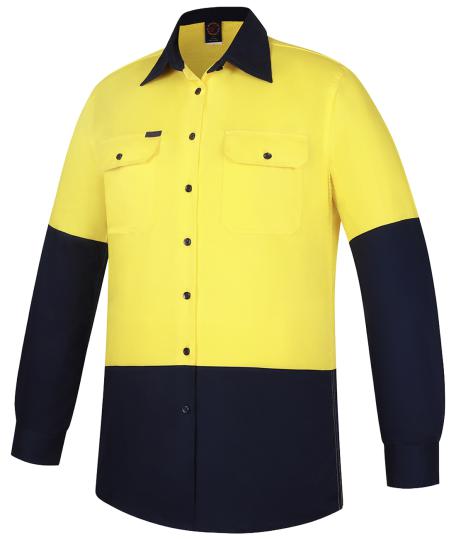 Ritemate Women's 2 Tone Vented Open Front L/W L/S Shirt - RM208V2
