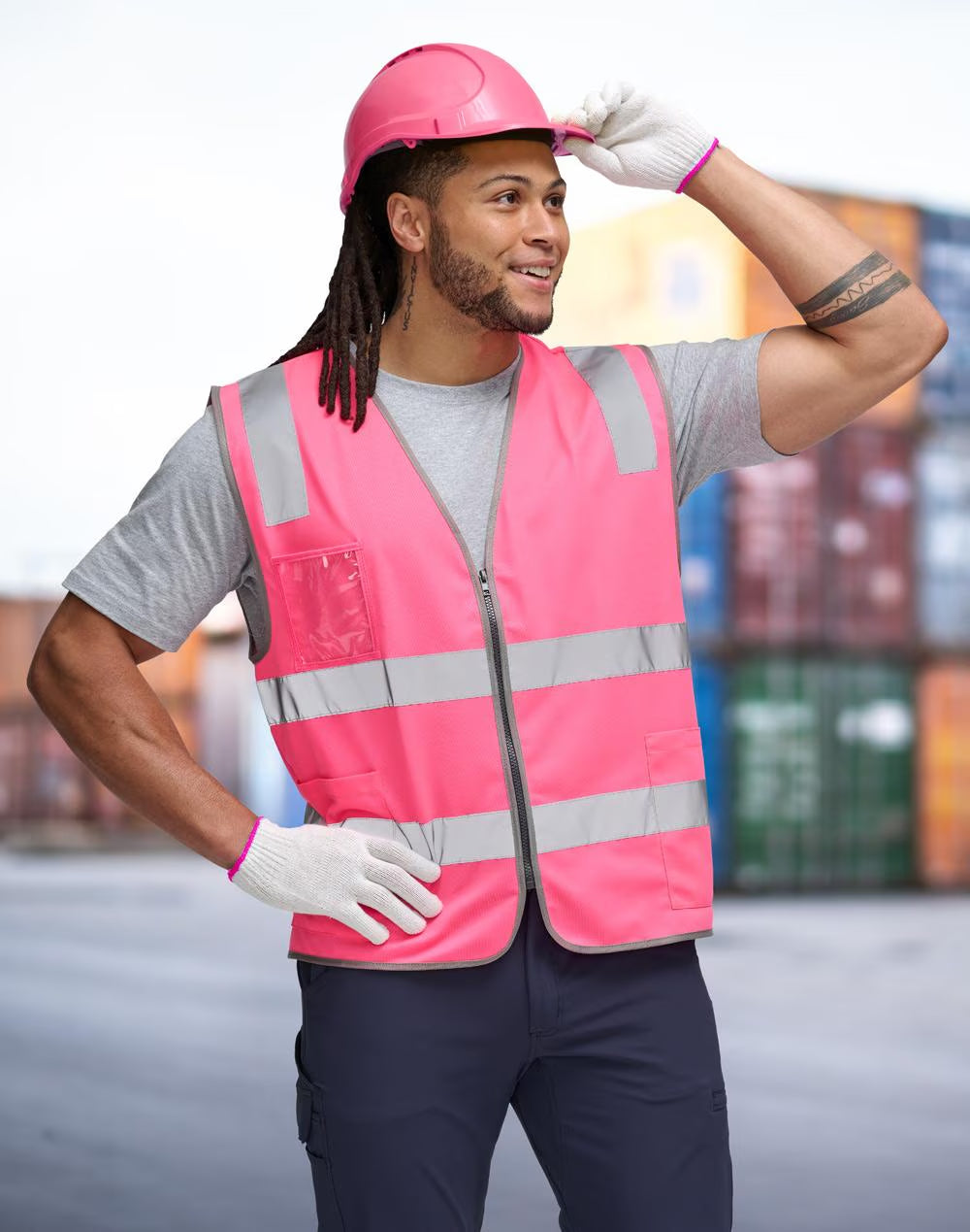 AIW Hi Vis Safety Zip Vest With ID & Utility Pockets - SW04