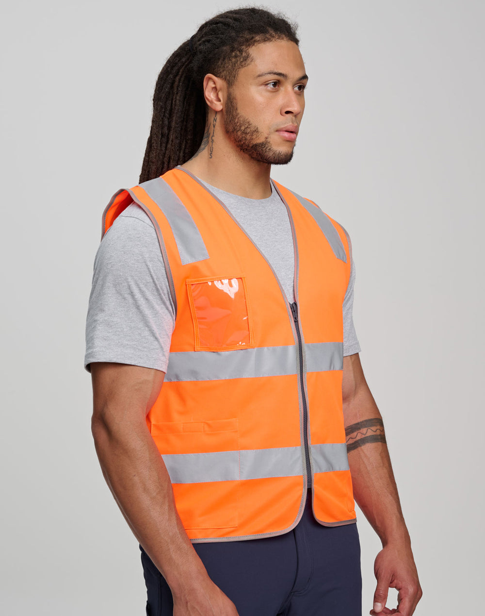 AIW Hi Vis Safety Zip Vest With ID & Utility Pockets - SW04