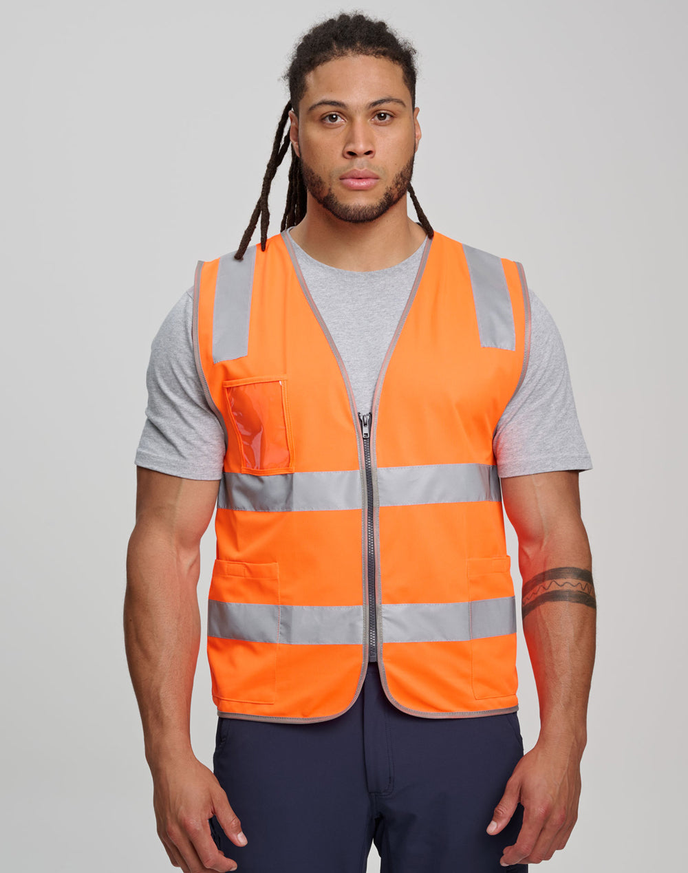 AIW Hi Vis Safety Zip Vest With ID & Utility Pockets - SW04