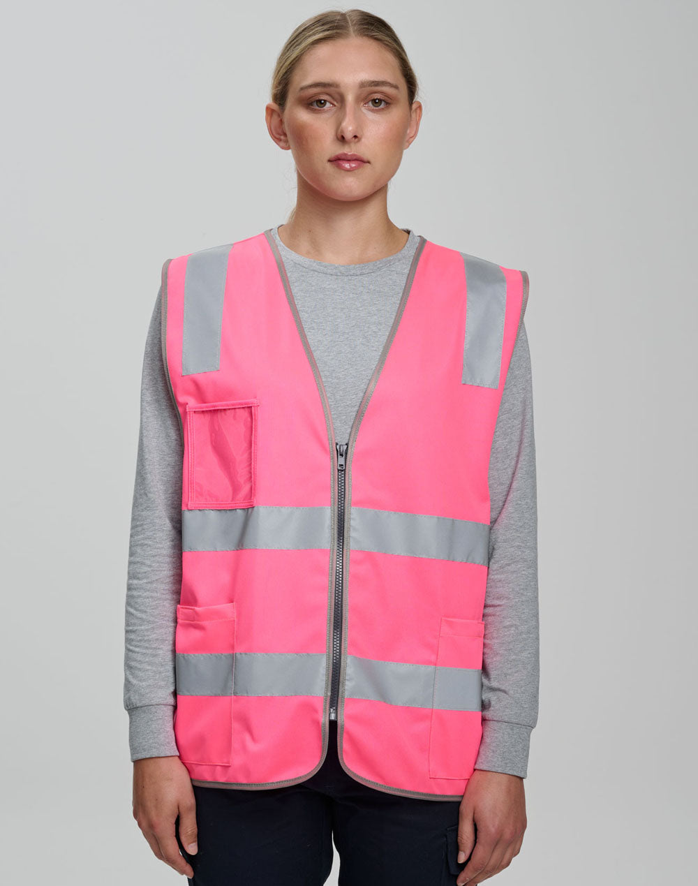 AIW Hi Vis Safety Zip Vest With ID & Utility Pockets - SW04