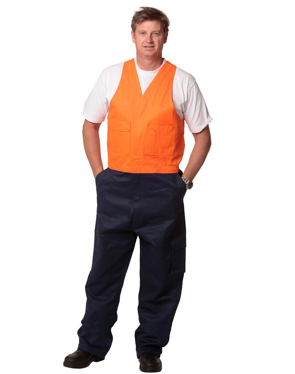 AIW Hi-His Two Tone Men's Cotton Drill Action Back Overall-Stout - SW202