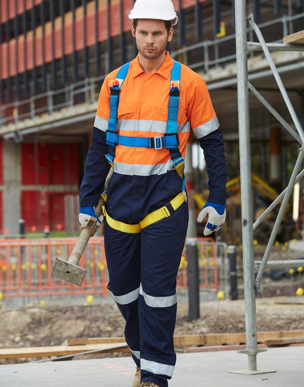 AIW Hi-Vis Men's Light Weight Cotton Coverall with 3M Tape-Regular - SW207