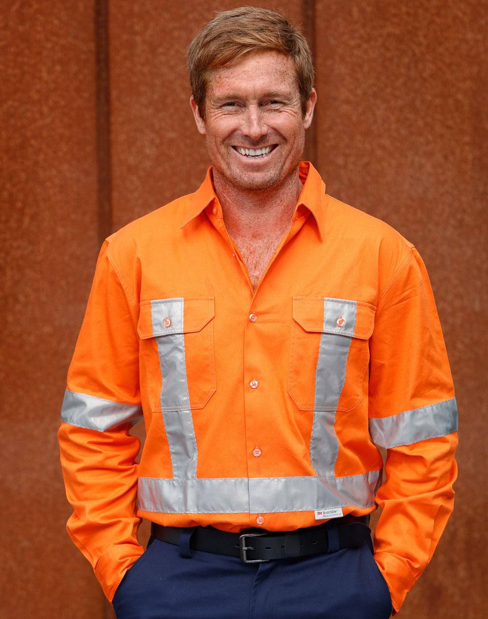 AIW Men's Hi-Vis L/S Drill Shirt With 3M Tapes - SW56