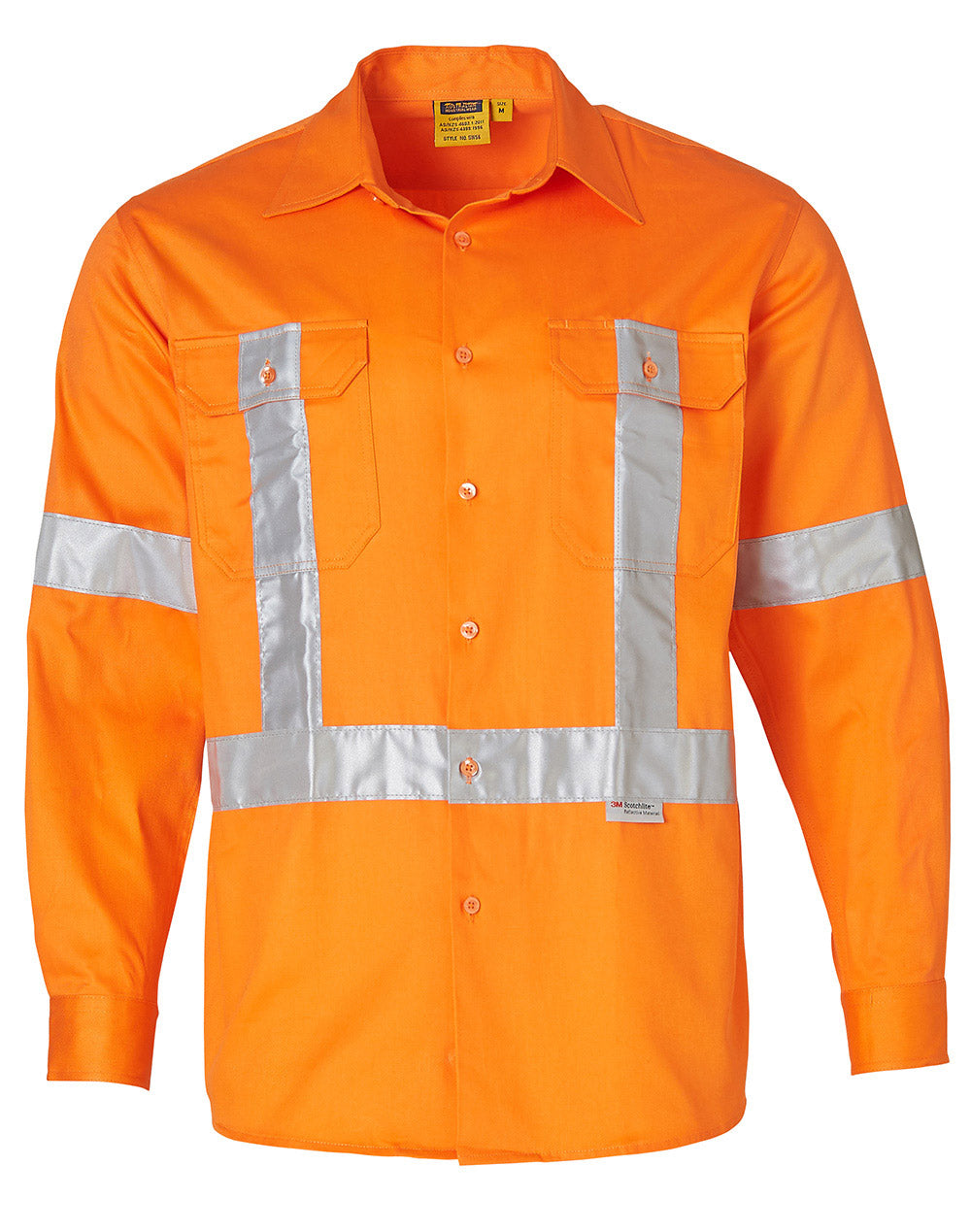 AIW Men's Hi-Vis L/S Drill Shirt With 3M Tapes - SW56