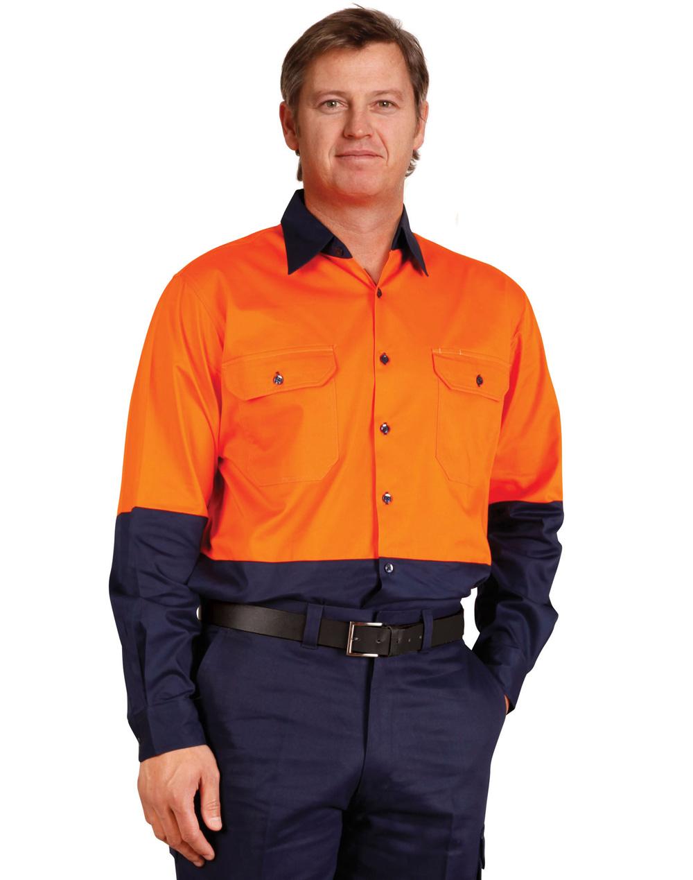 AIW Hi-Vis two tone Cool-Breeze L/S cotton work shirt - SW58