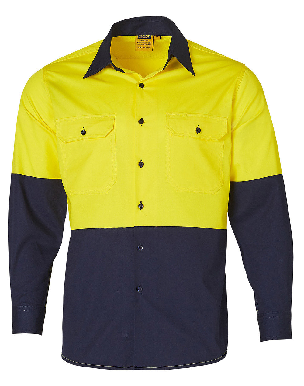AIW Hi-Vis two tone Cool-Breeze L/S cotton work shirt - SW58
