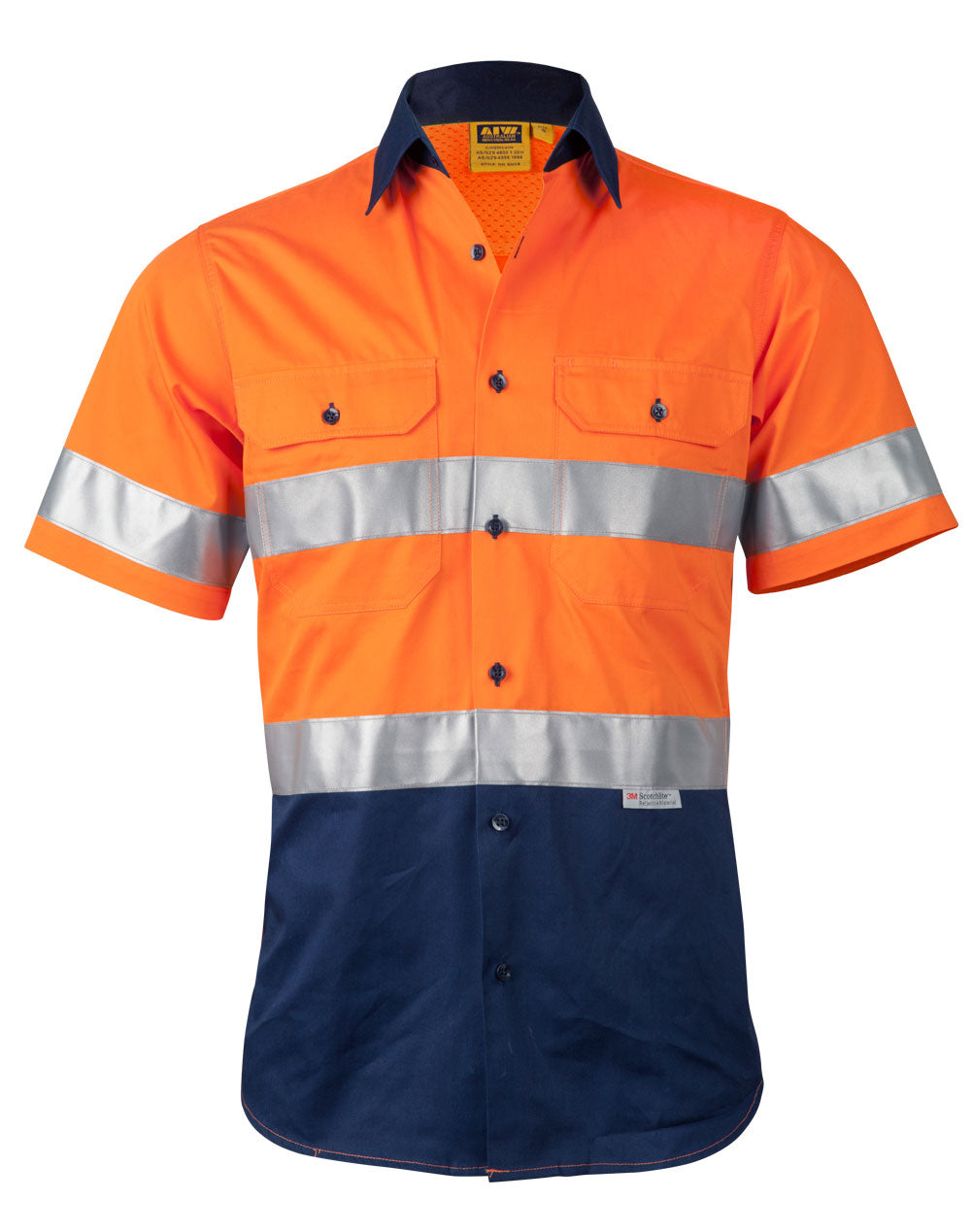 AIW Men's Hi-Vis Cool Breeze Safety S/S Shirt (3M Tape) - SW59