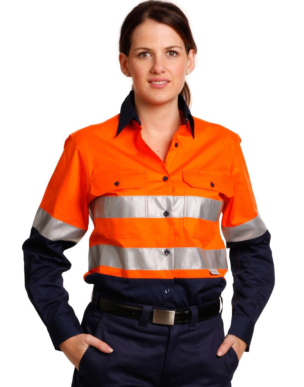 AIW Ladies' Hi-Vis L/S Safety Shirt 3M Tape - SW65
